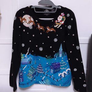 MICHAEL SIMON Christmas Sweater  SANTA REINDEER